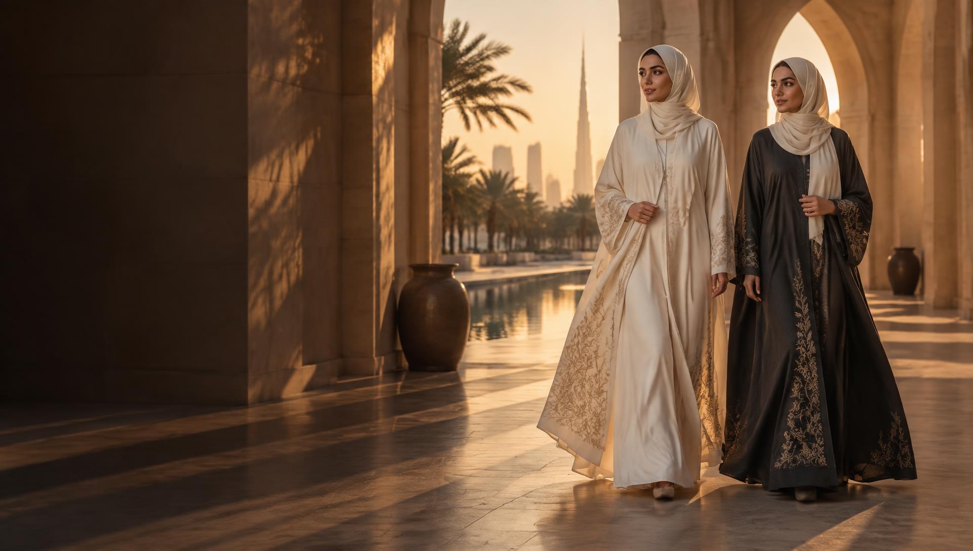 امرأتان بإطلالات مخاور AL SANAD العاجية والفحمية