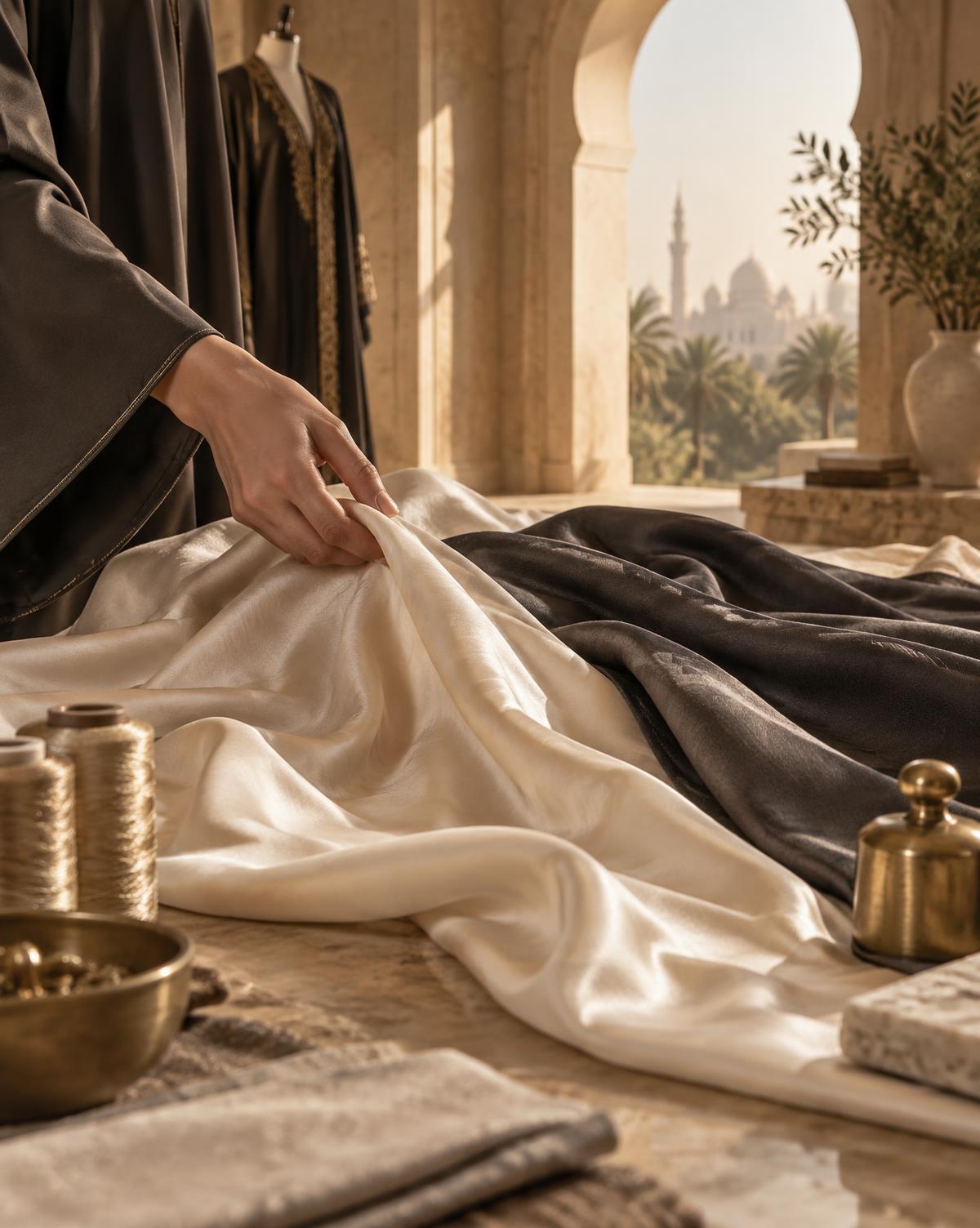 اختيار خامات المخاور الحريرية بعناية في مشغل AL SANAD